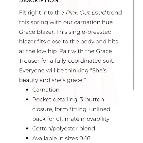 Cabi Grace blazer Women's Pink Jacket - Picture 3 of 4